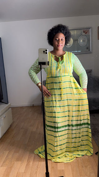 Ensemble 2 pièces vert/jaune - robe